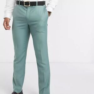 River Island skinny suit pants in mint green ASOS